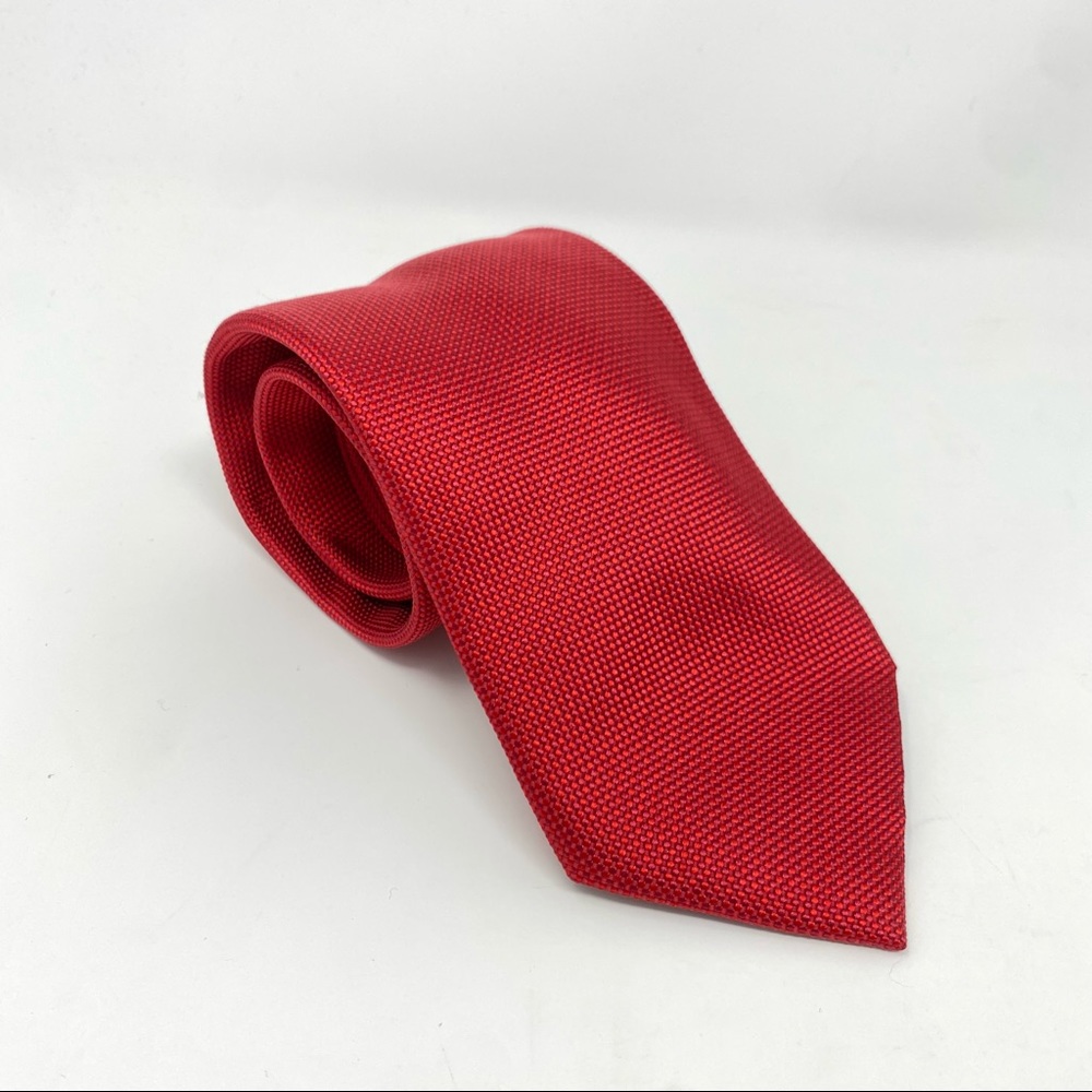 Brioni Red Silk Knit Woven Pattern Men’s Neck Tie